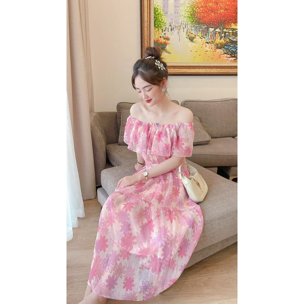 VÁY TƠ HOA TRỄ VAI