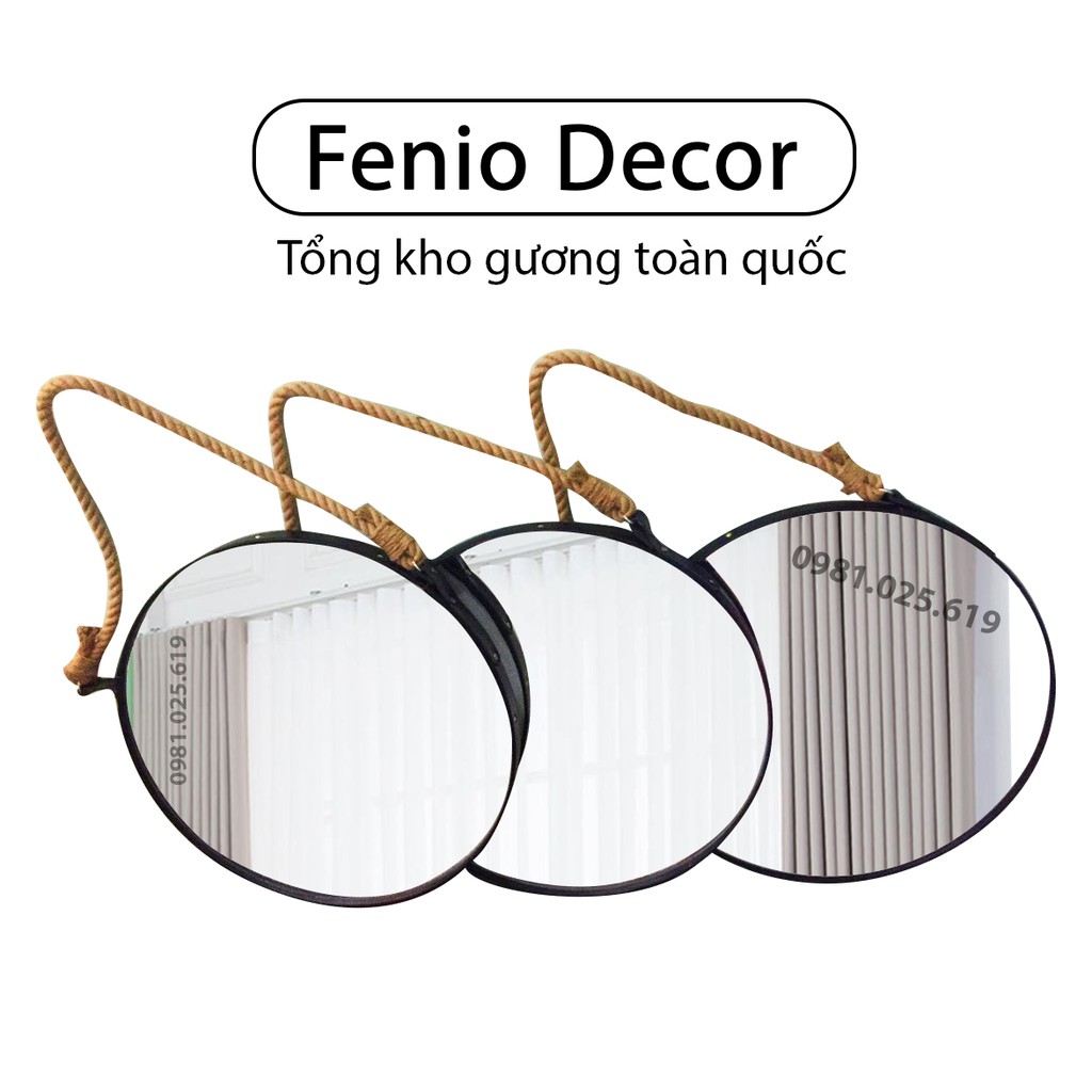 Gương treo tường decor Gương tròn dây thừng treo tường - FGDT198