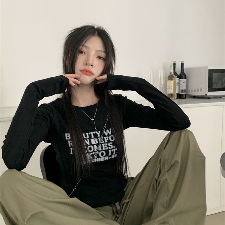 SUXI Áo Thun Tay Dài Cổ Tròn Dáng Ôm Thời Trang Mùa Thu Cho Nữ