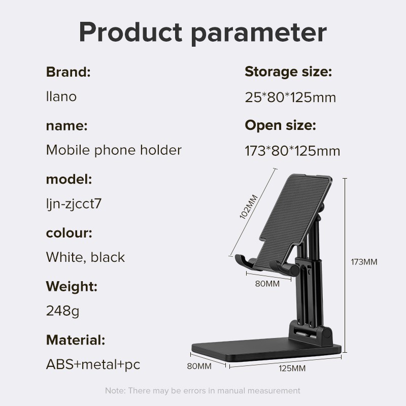 Giá đỡ điện thoại llano 4-13 inches có thể điều chỉnh góc độ và gấp lại tiện dụng dễ dàng mang đi