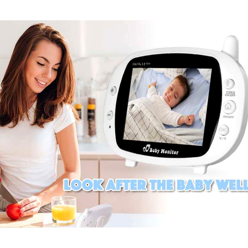 [Chính Hãng] Máy Báo Khóc Baby Monitor Màn Hình Lớn 3.5 In Siêu Nét, Tiếng To, Hồng Ngoại Quay Ban Đêm