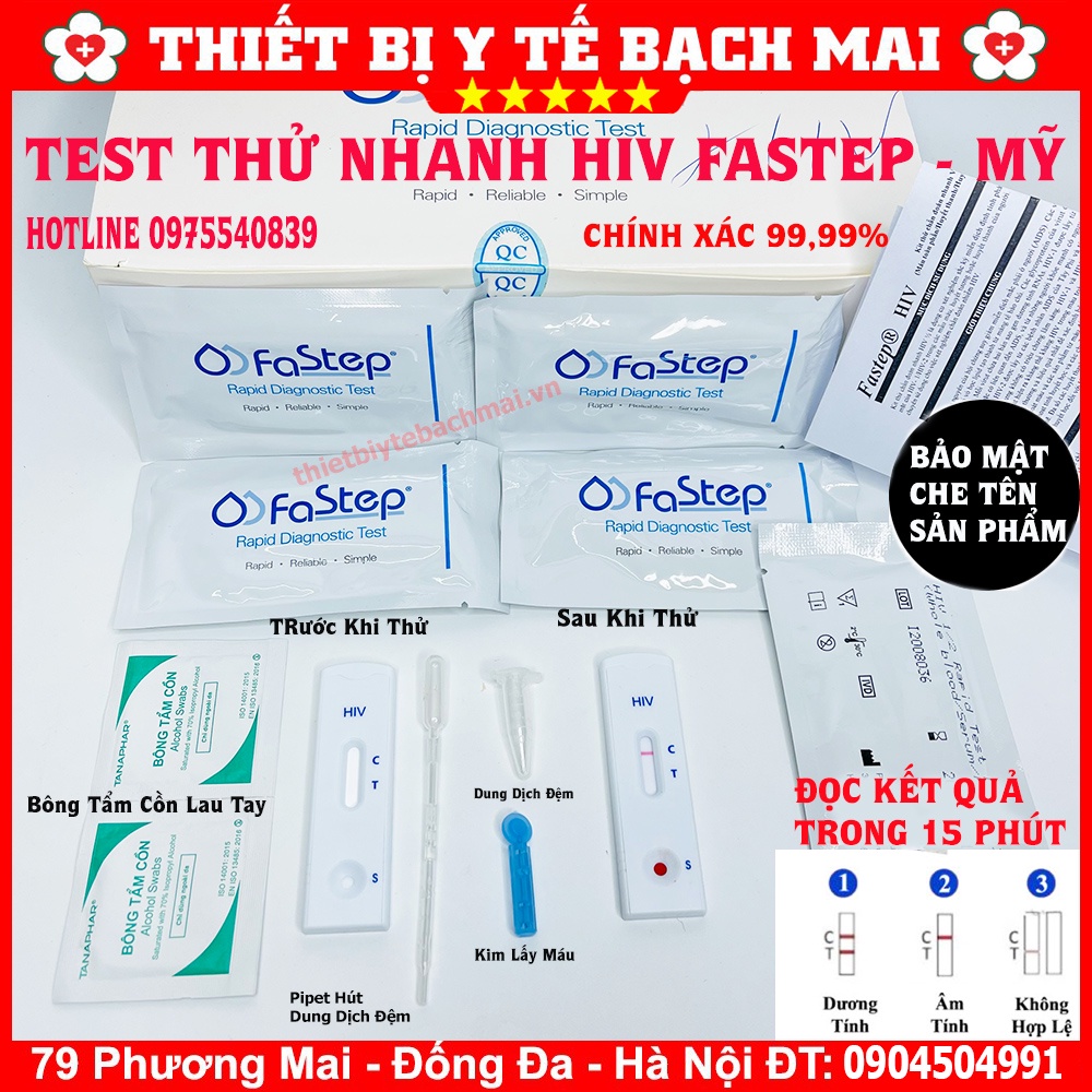 Que Thử Test Thử Nhanh HIV Tại Nhà FASTEP Mỹ STRIP HIV RAPID TEST Chính Xác 99,99% - Kèm Clip Hướng Dẫn