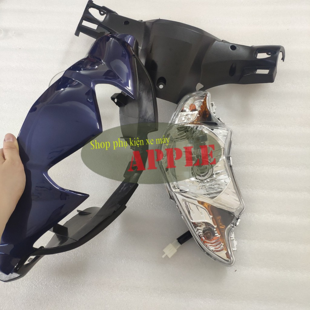 Bộ ốp đầu đèn xe Wave S110 gồm 4 món ốp trước, ốp sau và pha đèn kèm bóng siêu sáng