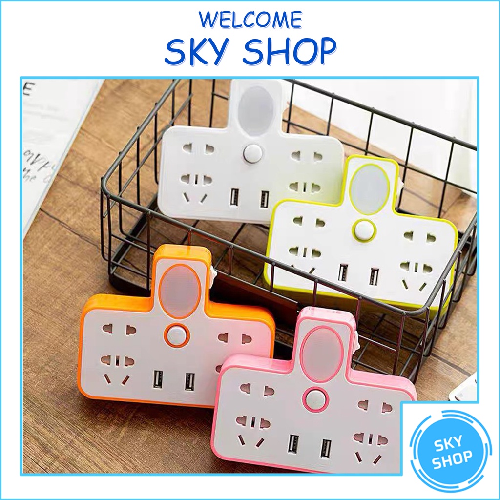 Ổ Cắm Điện Phích Cắm Điện Chân 3 Chấu Đa Năng Tích Hợp Cổng USB và Đèn Ngủ Đồ Gia Dụng Thông Minh