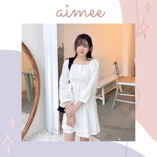 Đầm cổ vuông tay phồng