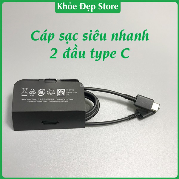 Bộ sạc siêu nhanh 25w zin máy ss note 10 s20 củ cáp sạc chuẩn PD cho note 10 20 s20 s21 plus ultra chính 2 đầu type C