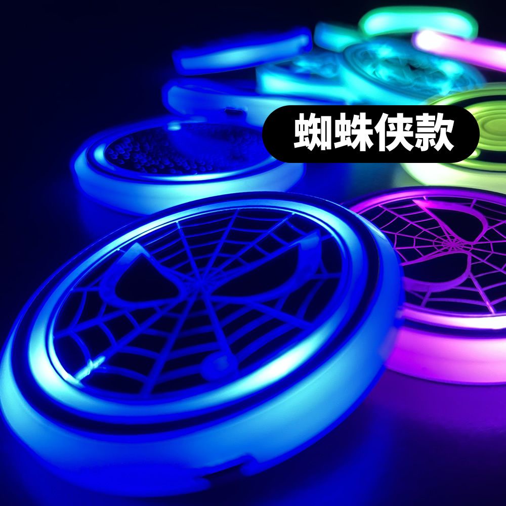 Đế Lót Ly Có Đèn Cảm Biến Rung Nhiều Màu Sắc Sạc USB Không Dây Dành Cho Xe Hơi