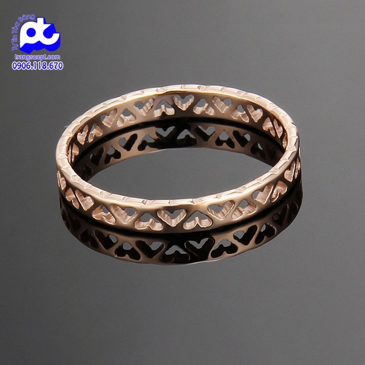 Nhẫn titan nữ trái tim cách điệu cao cấp thép không gỉ titanium