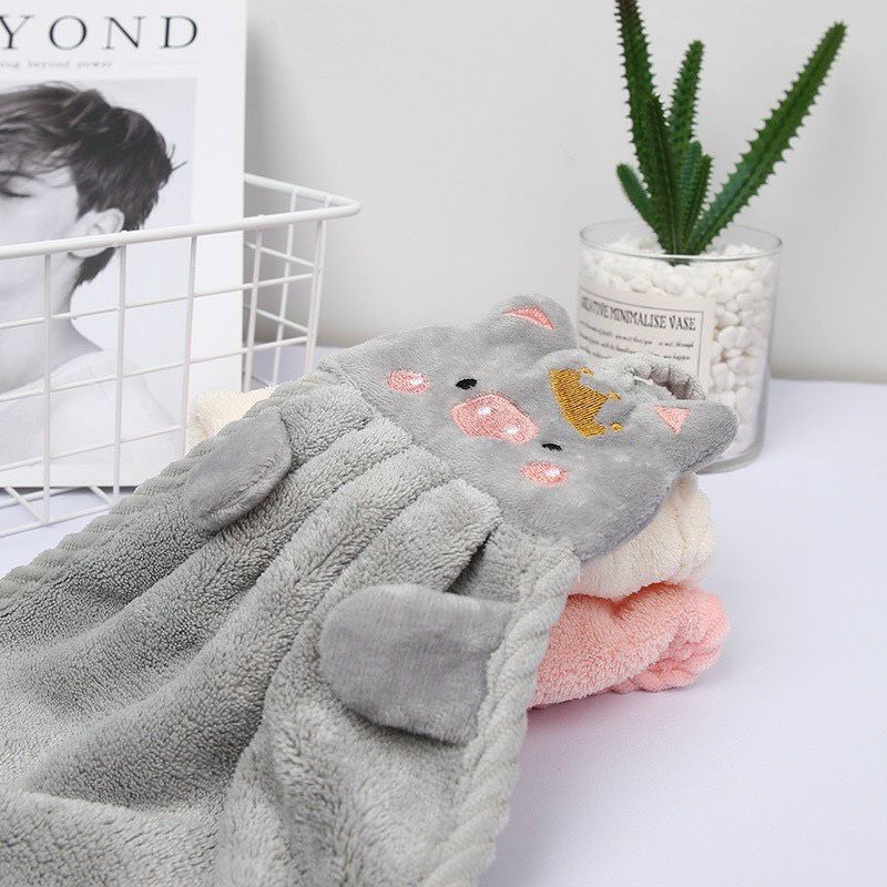 Khăn lau tay nhà bếp dễ thương có móc treo cao cấp cotton siêu mềm mại an toàn với da tay siêu thấm hút
