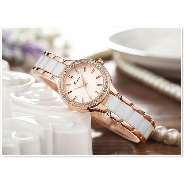 Đồng hồ nữ Kimio 6121, đồng hồ mặt tròn viền đính đá