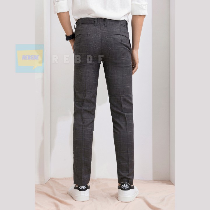 Quần âu nam dáng côn, màu xám kẻ caro sọc nhỏ, vải cotton cao cấp - Mã Q174 | BigBuy360 - bigbuy360.vn