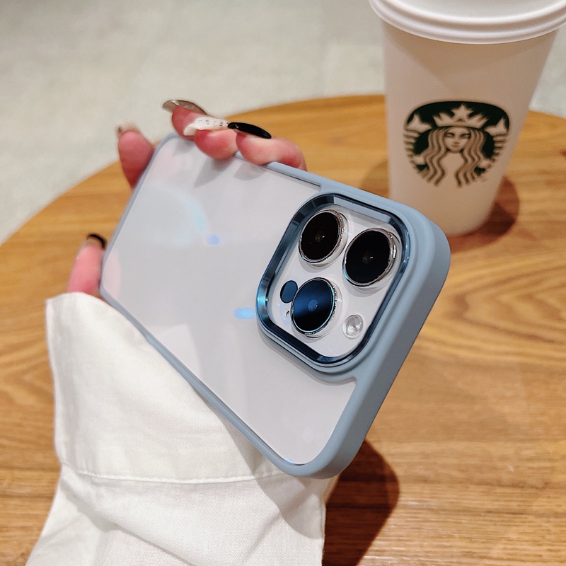 Ốp Điện Thoại Cứng Viền Thẳng Thời Trang Chống Sốc / Rơi Cho iPhone 14 13 12 11 Pro Max Plus