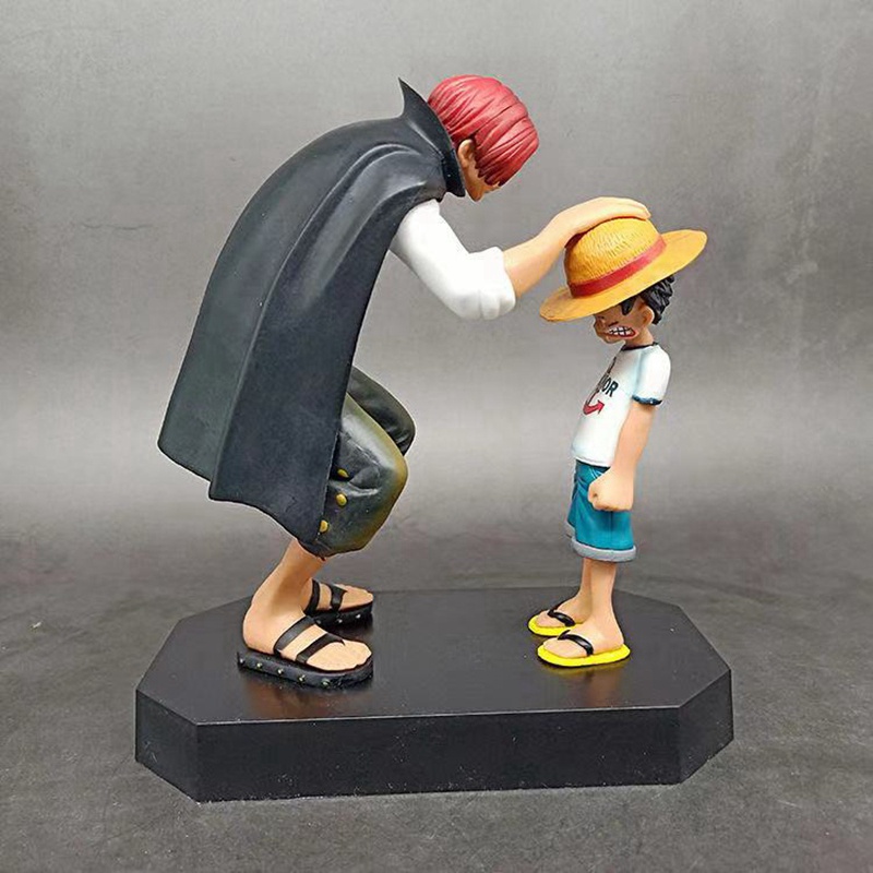 17Cm One Piece Action Figure Luffy Figure Red Hair Shanks el Decoration Anime Peripheral Scene Commemorative Edition