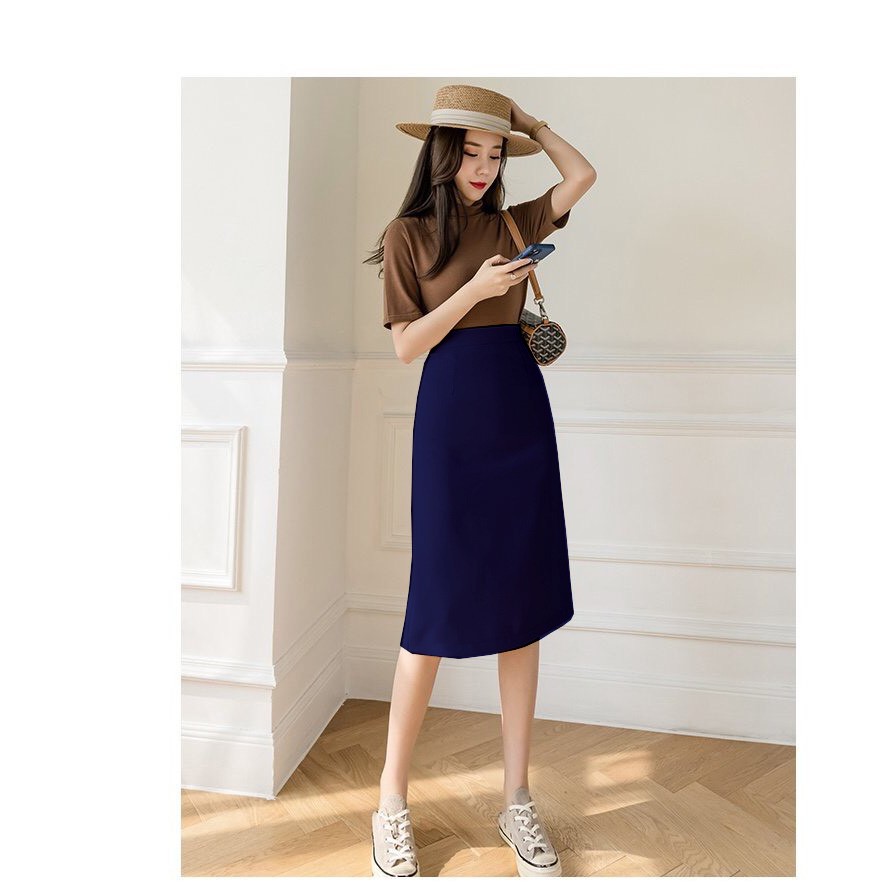 Chân Váy Chữ A Trẻ Trung Xẻ Sau Dài Đến Gối Dài 60cm | BigBuy360 - bigbuy360.vn