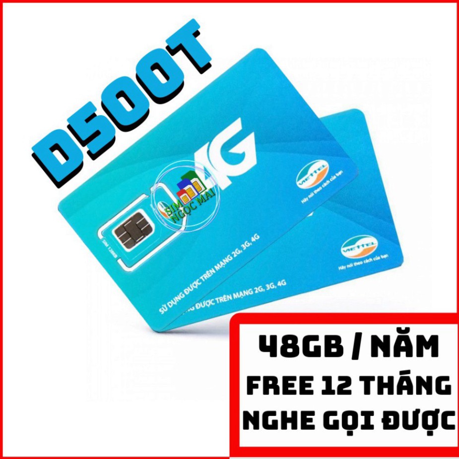 GIÁ SẬP SÀN [FREESHIP] Sim 4G Viettel D500 - D500T  5Gb/tháng Trọn Gói 1 Năm Không Nạp Tiền - NGHE GỌI ĐƯỢC ..