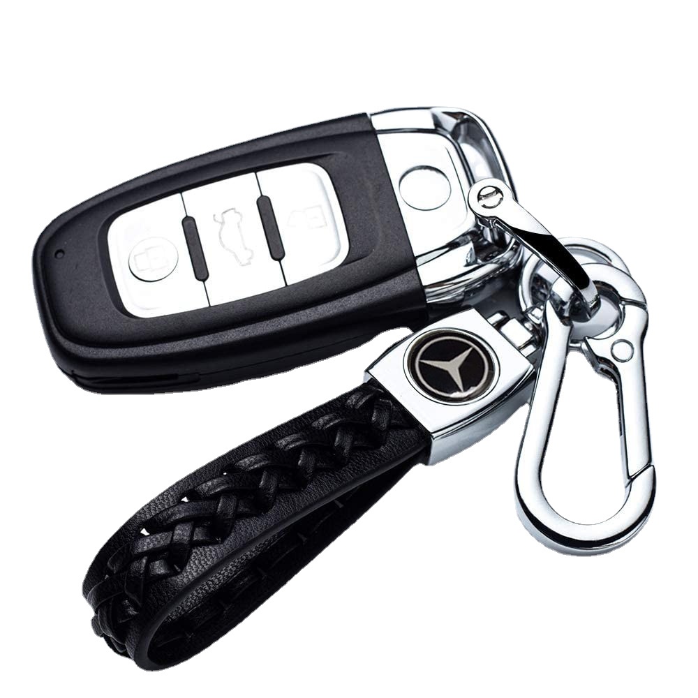 Móc khóa chất liệu da cừu mềm phối kim loại thời trang thích hợp cho xe hơi Mercedes-Benz