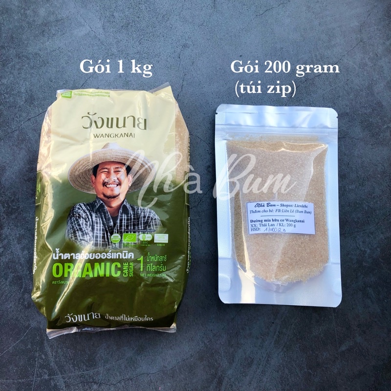 200 gram đường mía hữu cơ Wangkainai 12m+
