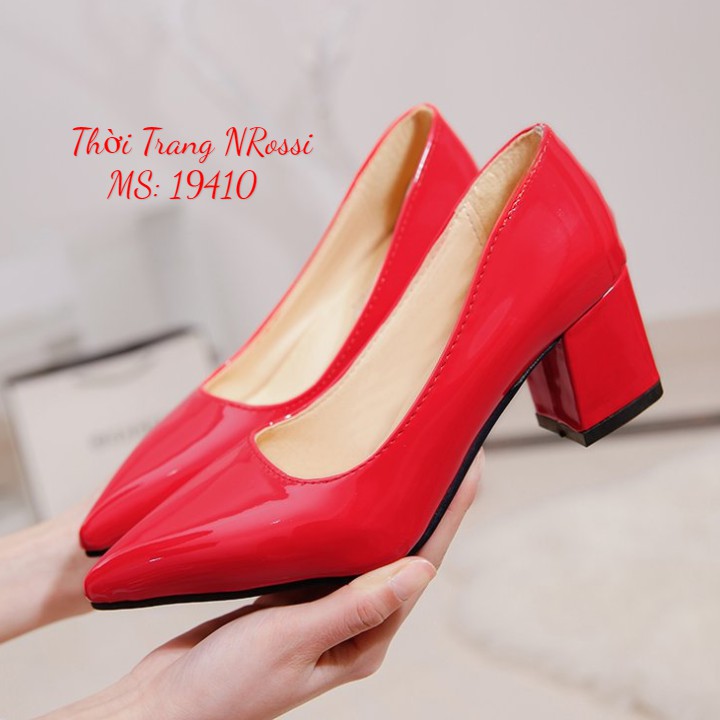 Giày cao gót bít mũi gót vuông đỏ bóng BIG SIZE 40 41 42 43 44