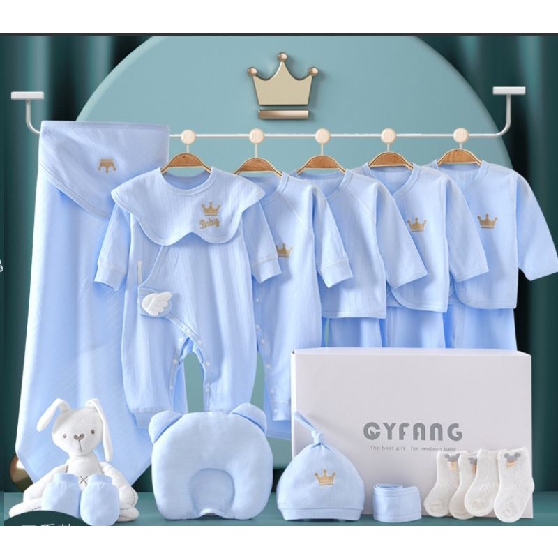 Set đồ sơ sinh 20 chi tiết 100% cotton hộp quà sang trọng 0-3m