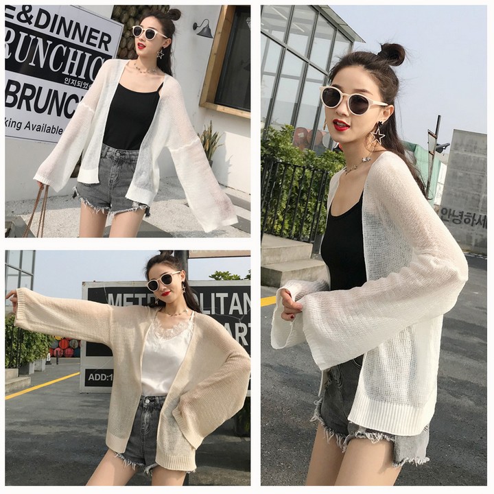 Áo Cardigan len mỏng dệt kim - Áo khoác đi biển hot