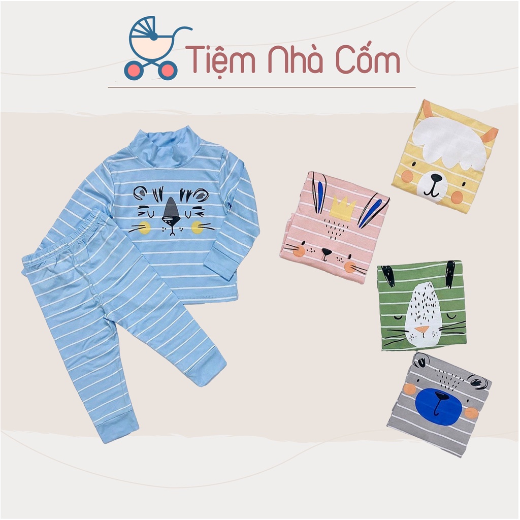 Bộ thun lạnh dài tay cổ 3 phân kẻ cho bé trai, bé gái Kwoo - Hàng xuất khẩu - MC183