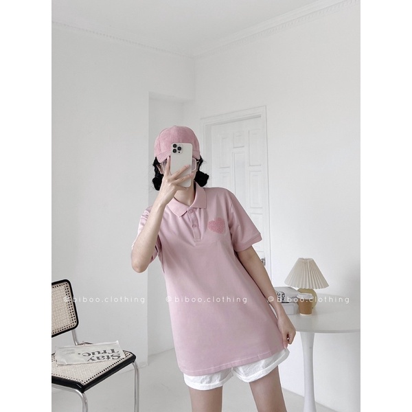 BIBOO - Áo polo có cổ tay ngắn form unisex nam nữ SWEETHEART chất liệu cotton cao cấp