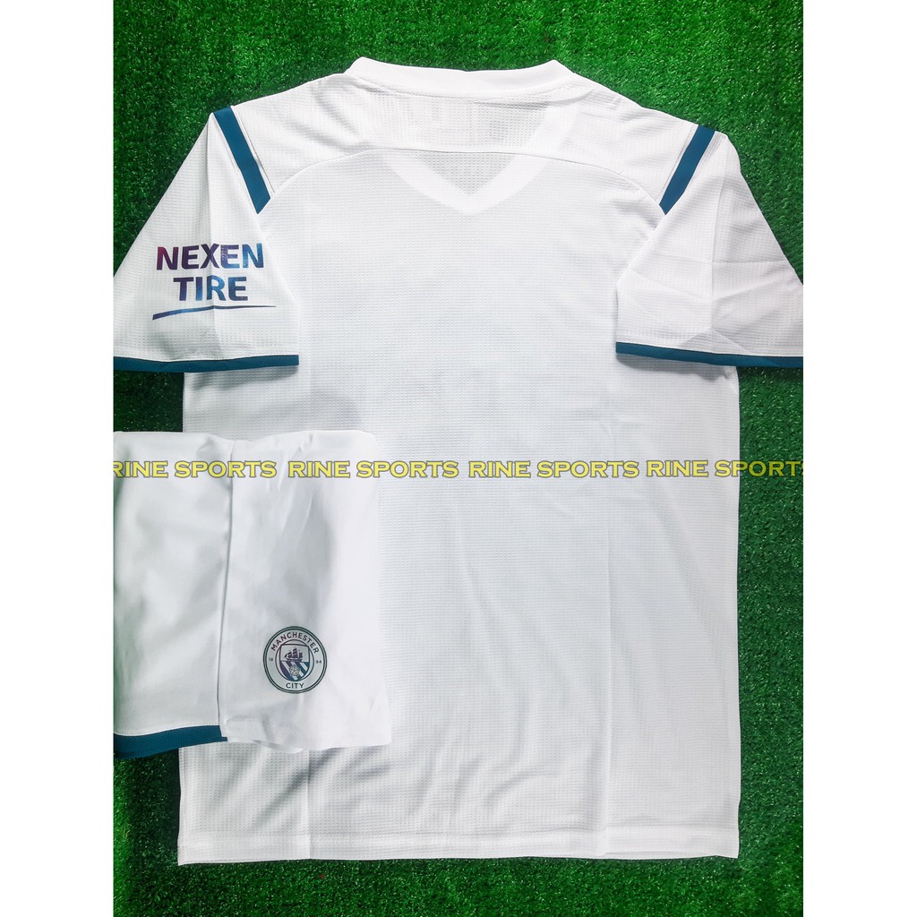Hàng Thailand Bộ áo bóng đá MC – Mancity trắng sân khách - Manchester City Super hàng thailand 2021-2022 Giống thi đấu