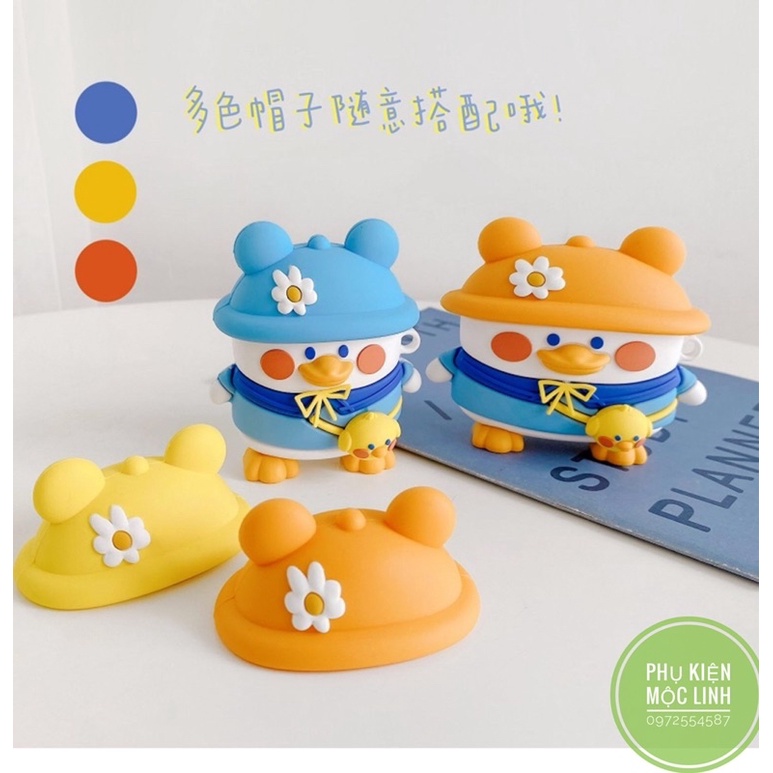 ☘️Tặng kèm dây đeo☘️ Case Airpod Pro | Pro 2 2022 ...Vỏ bao bọc Vịt mũ xanh Cover đựng tai nghe không dây airpods silico