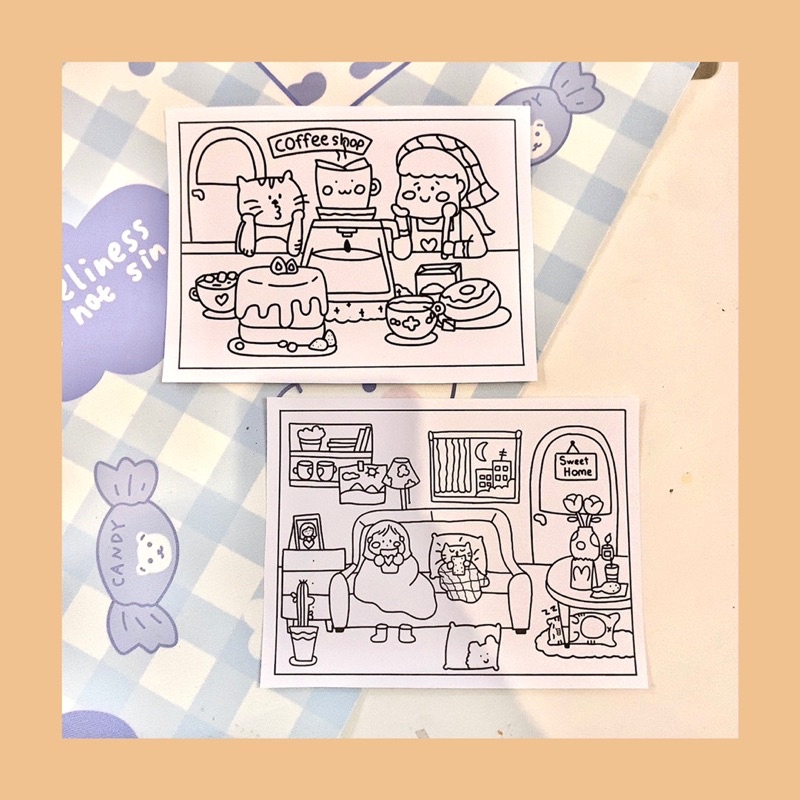 Bộ tranh tô màu treo tường "Cafe Home" cotienxanh