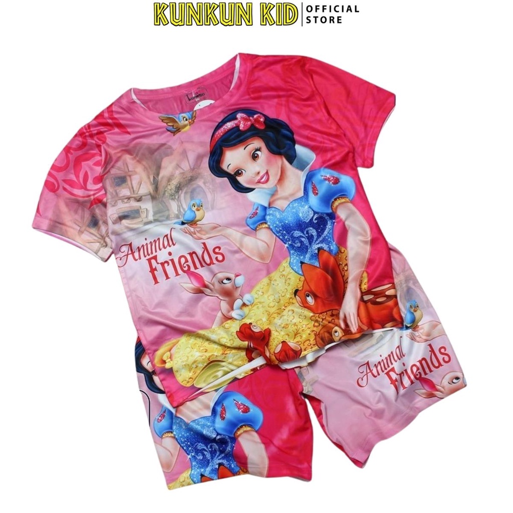 Bộ đồ thun lạnh cho bé gái hình bạch tuyết tay ngắn size từ 10-60kg Kunkun Kid TP678