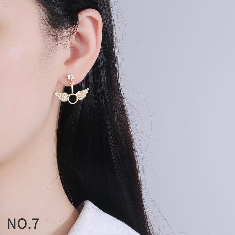 Bông Tai Bạc 925 Đính Đá Cao Cấp Màu Trắng Kim Cương Trang Nhã Phụ Kiện Thanh Lịch