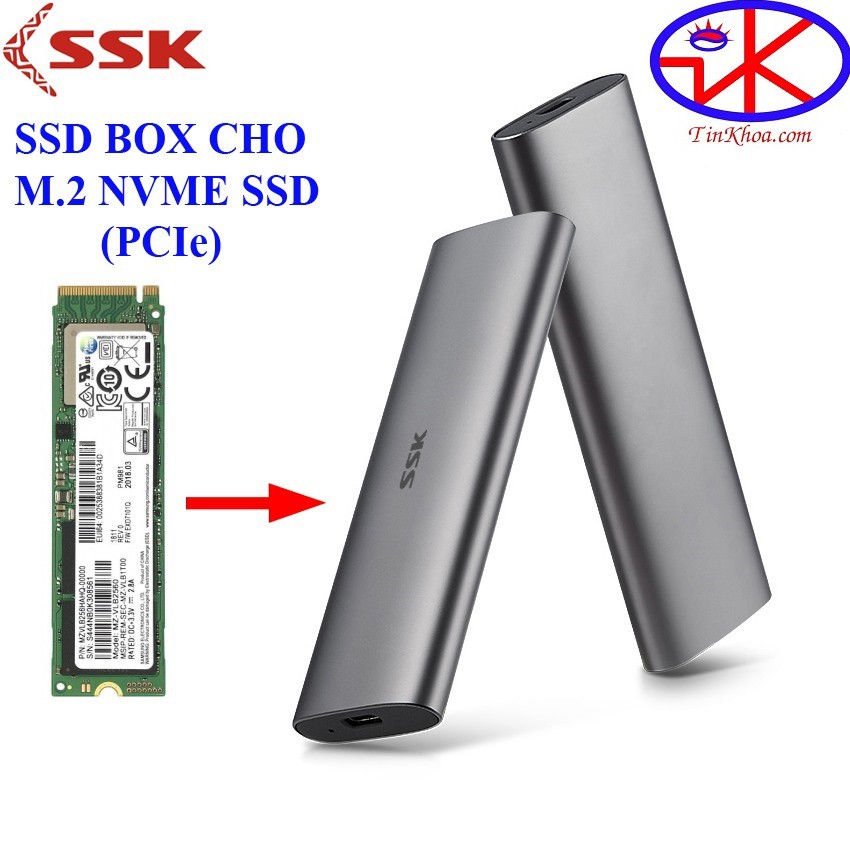 SSD Box chuyển M.2 NVMe SSD PCIe sang ổ cứng di động - SSK HE-C327 chuẩn Type-C và USB 3.0 - 10Gbps
