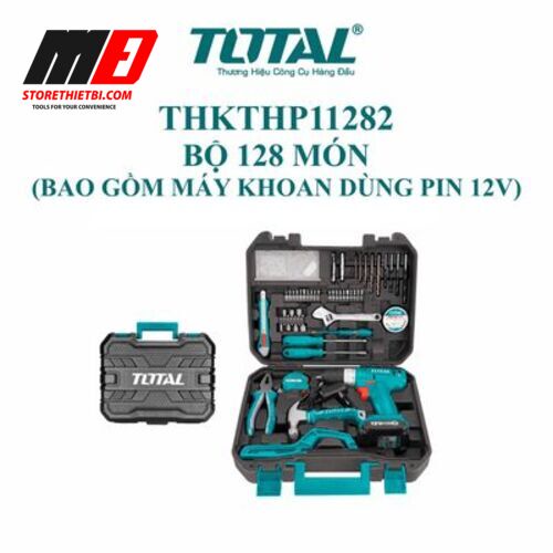 THKTHP11282 Bộ máy khoan pin và đồ nghề cầm tay 128 chi tiết Total