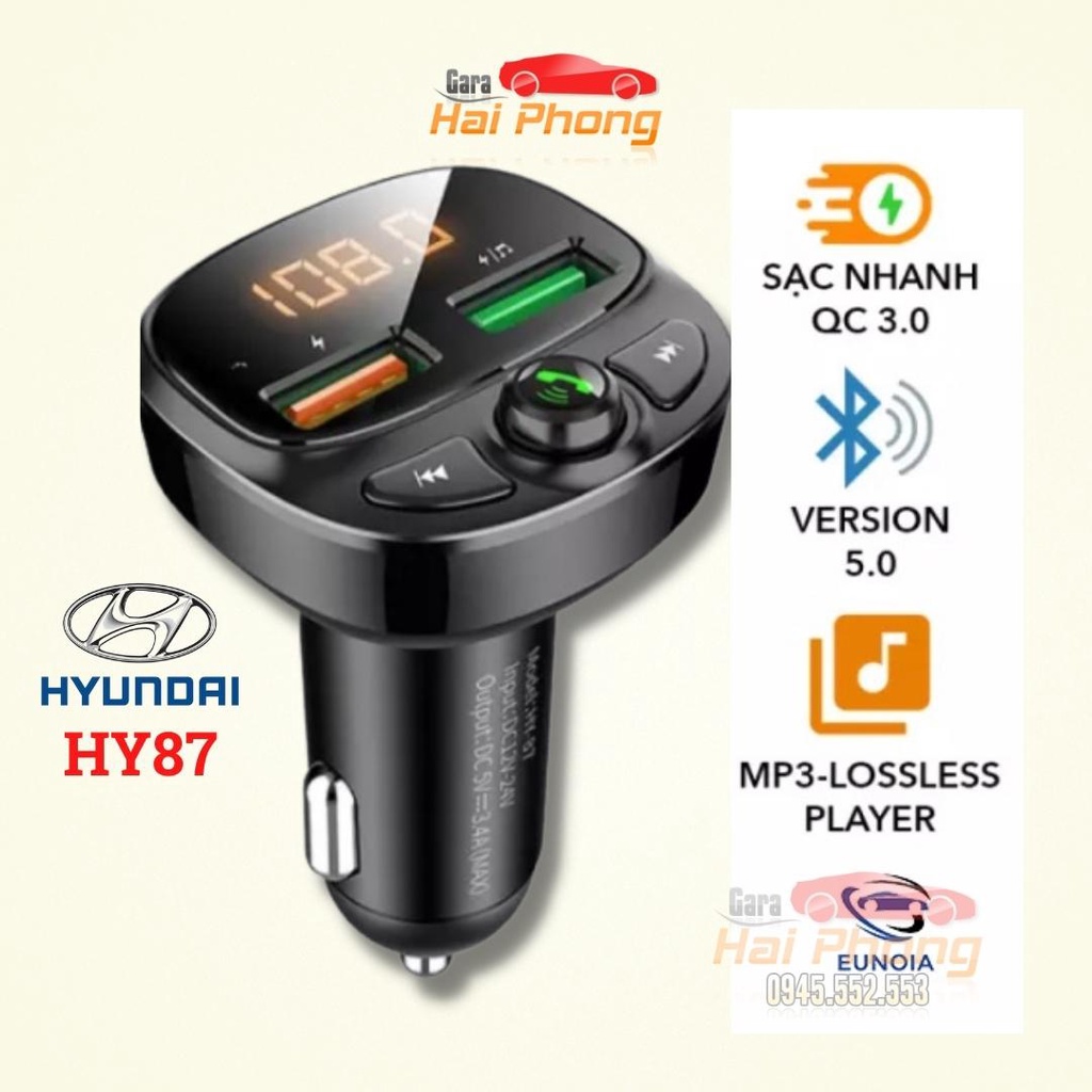 Tẩu Nghe Nhạc Bluetooth Kiêm Sạc Nhanh Hyundai HY-87 Sạc Pin, Nghe Điện Thoại Rãnh Tay | BigBuy360 - bigbuy360.vn