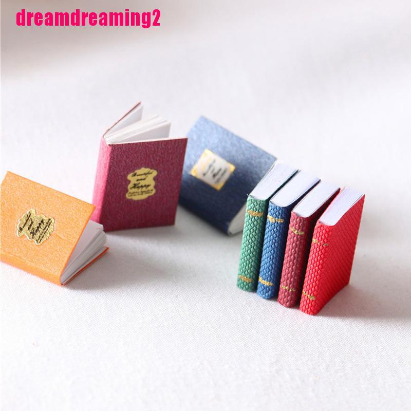 Bộ 4 Mô Hình Cuốn Sách Mini Tỉ Lệ 1 / 12 Dùng Trang Trí Nhà Búp Bê
