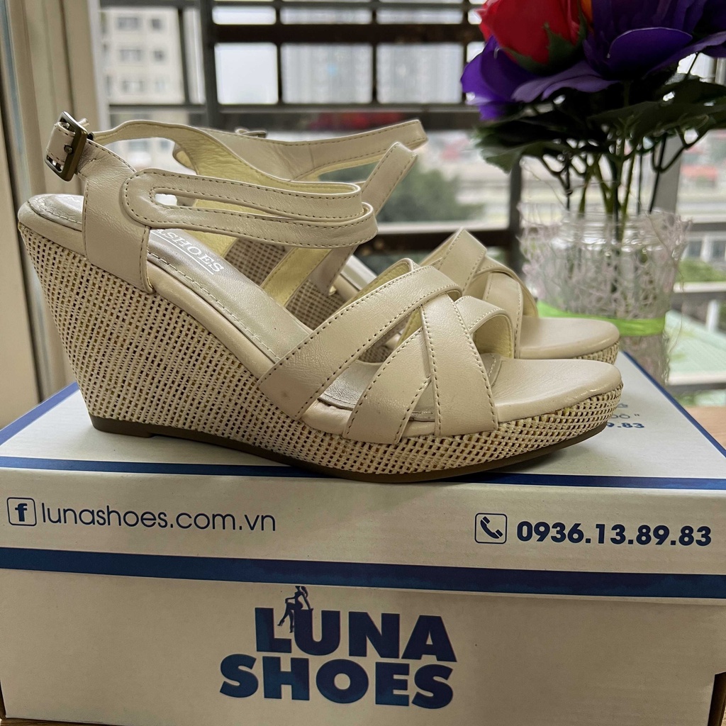 Xăng đan đế xuồng da bò thật mềm 7p LUNASHOES 6008 bảo hành 2 năm giày nữ trung niên cho mẹ