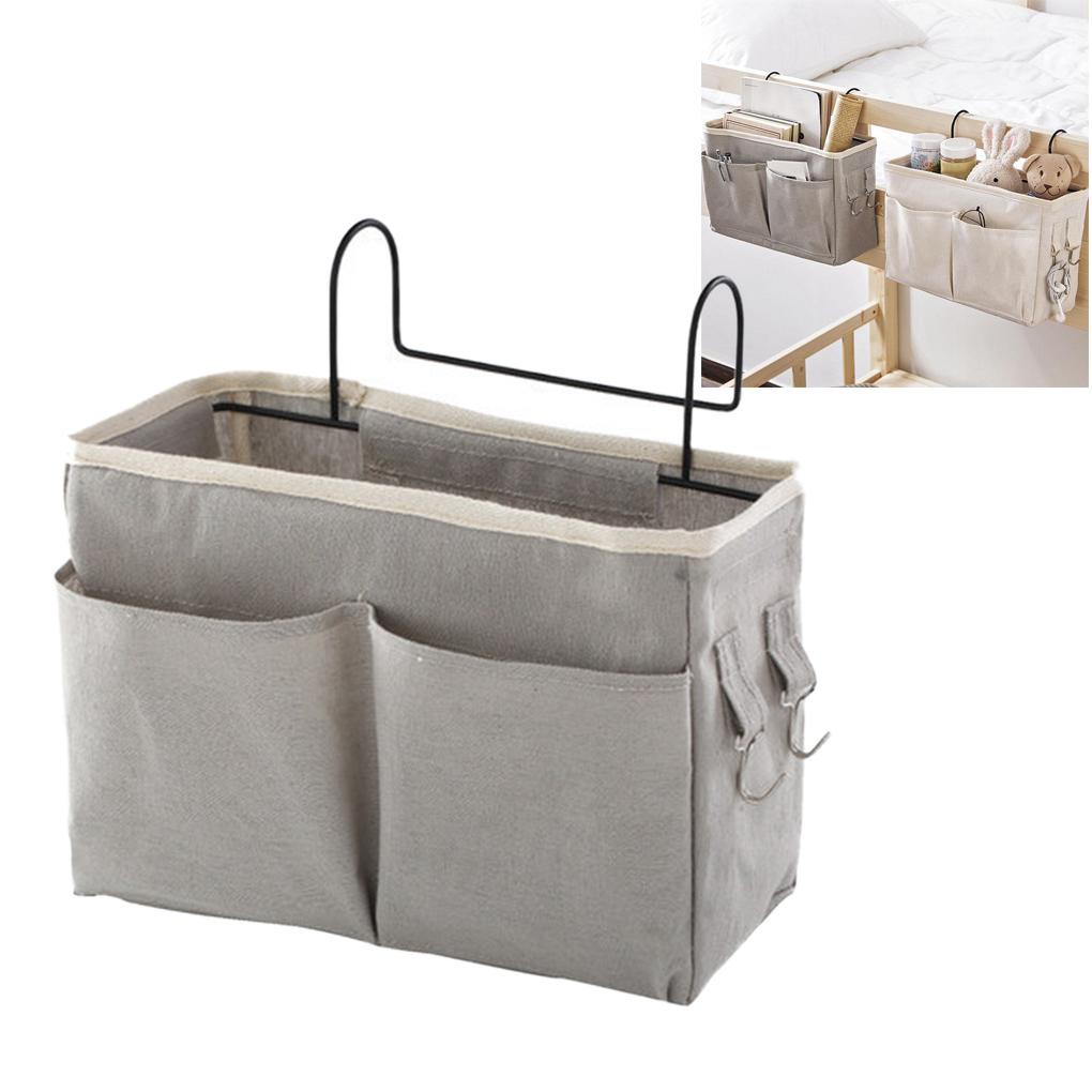 1 Giỏ Đựng Đồ Treo Cạnh Giường Bằng Cotton Lanh Sắp Xếp Gọn Gàng Cho Phòng Ngủ