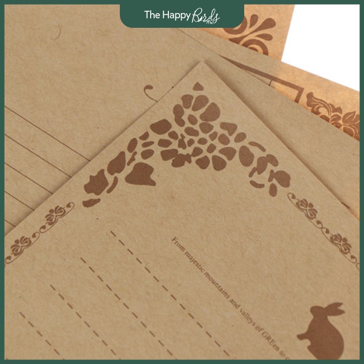 Thiệp sinh nhật phong bì vintage giấy kraft kèm giấy viết thư vintage - The Happy Birds