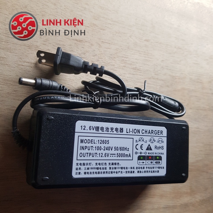 Sạc 3S hệ 12.6V  dùng cho pin li-on, có quạt và đèn báo đầy