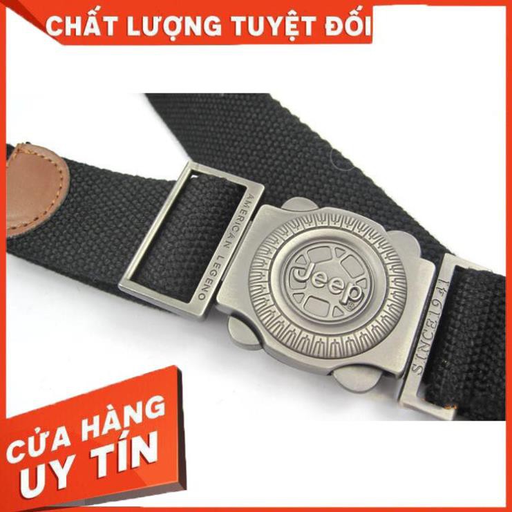 Thắt lưng nam vải dù mặt Jeep tròn