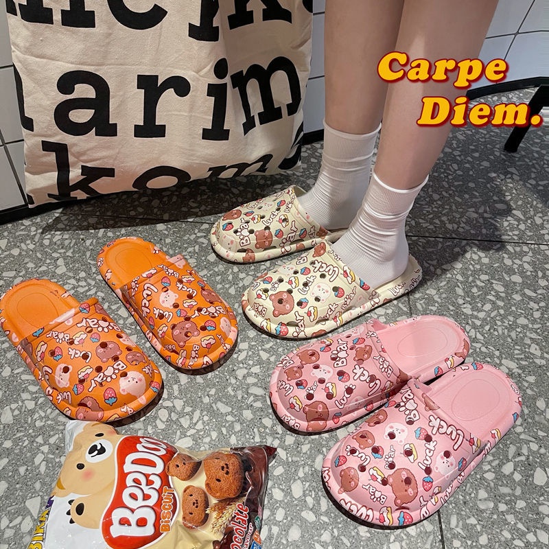 Dép đi biển đế bằng mềm mại chống trơn trượt thời trang mùa hè năng động cho nữ