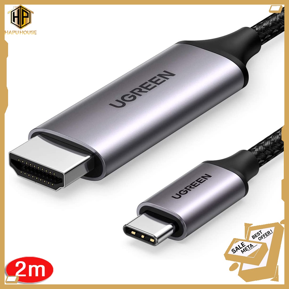 Cáp chuyển USB C to HDMI Ugreen 50571 dài 2m hỗ trợ 4K/60Hz cao cấp - Hapuhouse