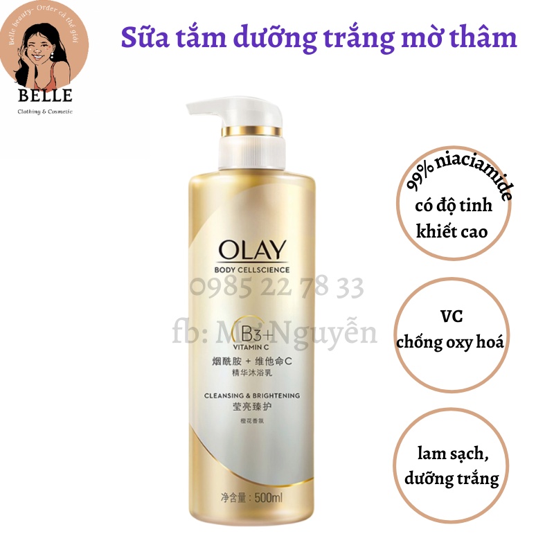 Sữa tắm dưỡng trắng Olay B3 retinol, b3 vitamin C