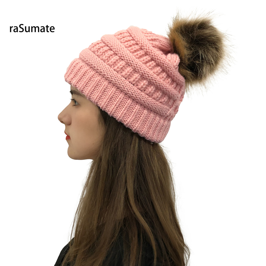 Mũ Beanie Đan Len Màu Trơn Mềm Mại Giữ Ấm Mùa Đông Cho Nữ