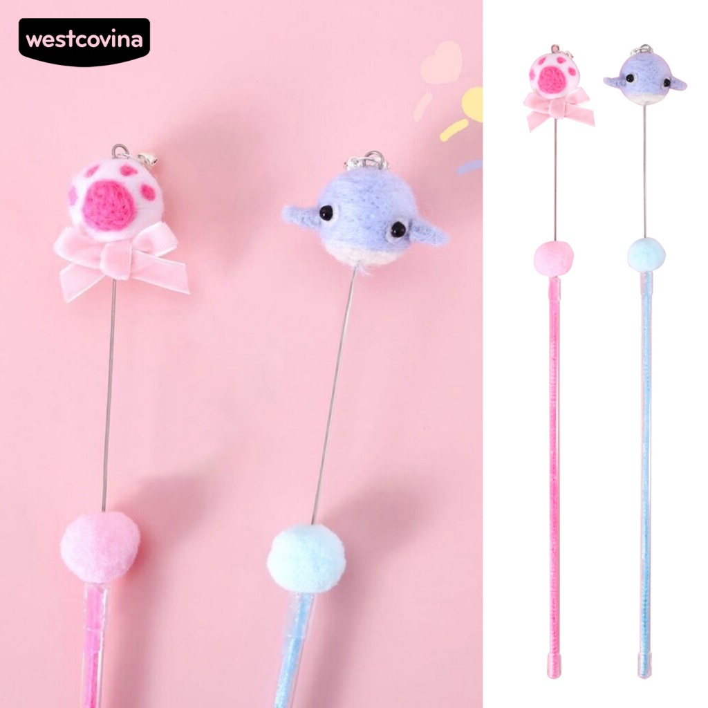 Gậy Đồ Chơi Gắn Quả Bóng Lông Vũ Đàn Hồi Giúp Giảm Căng Thẳng Dành Cho Mèo