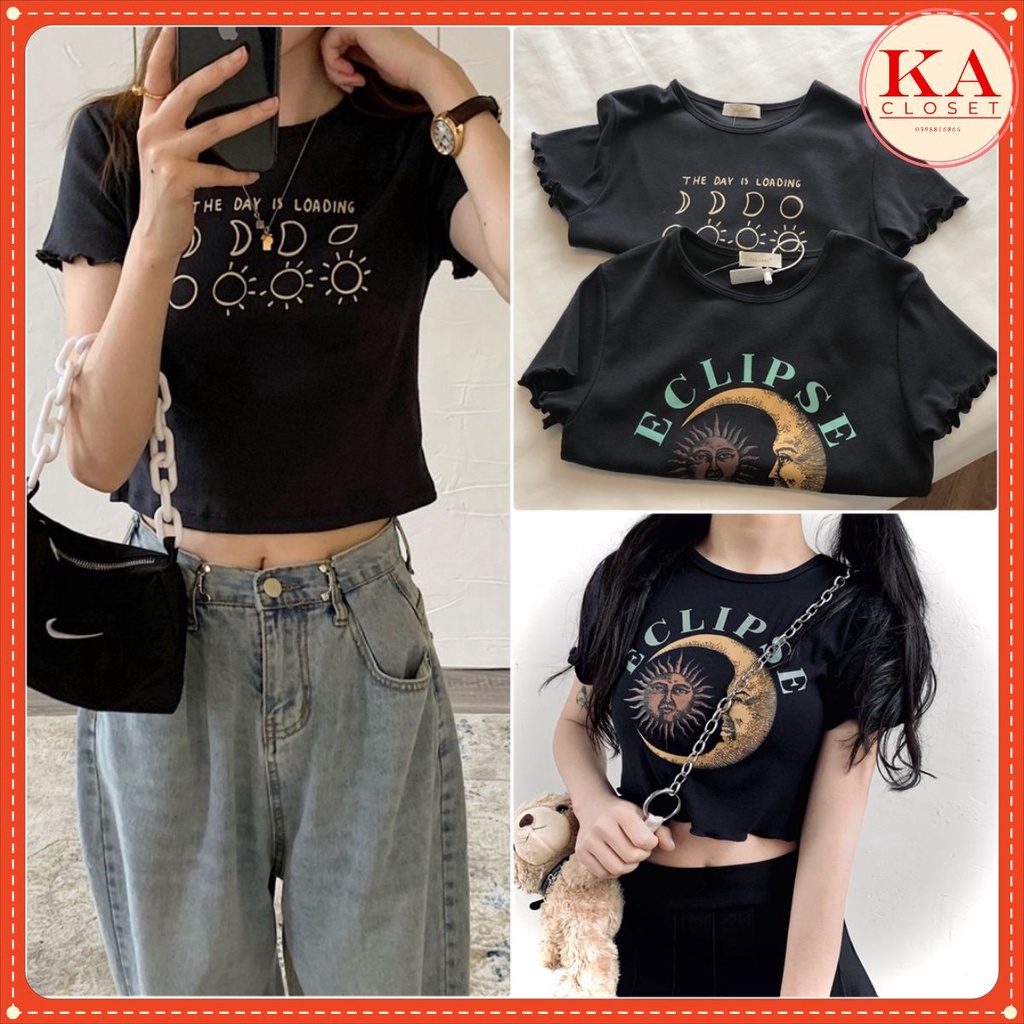 Áo croptop MTMT KA chất cotton co dãn 4 chiều, rua gấu cá tính phong cách, tôn dáng, body