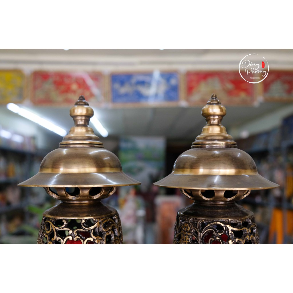 ĐÈN ĐIỆN ĐỒNG ĐEN CAO CẤP DÙNG TRONG THỜ CÚNG TỔ TIÊN - GIA TIÊN
