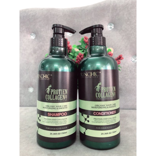 CẶP DẦU GỘI XẢ princhic  PROTEIN COLAGEN  chai to 750ml