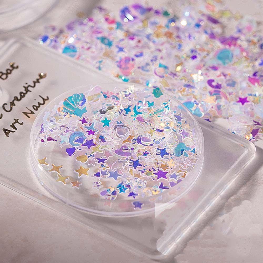 Miếng Dán Trang Trí Móng Tay Hình Hoa Tuyết Ngôi Sao Năm Cánh Lấp Lánh Phong Cách Nhật Bản 3D