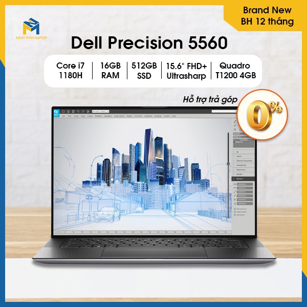 Laptop Dell Precision 5560 Core i7 11850H | RAM 16GB | SSD 512GB | 15.6" FHD+ | Card rời Quadro® T1200 4GB